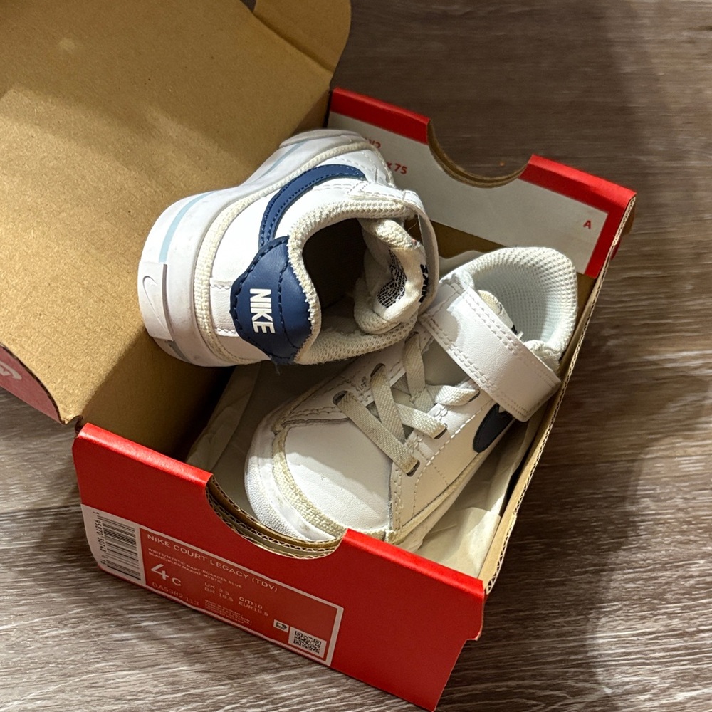 Nike Kids White and Navy Shoes